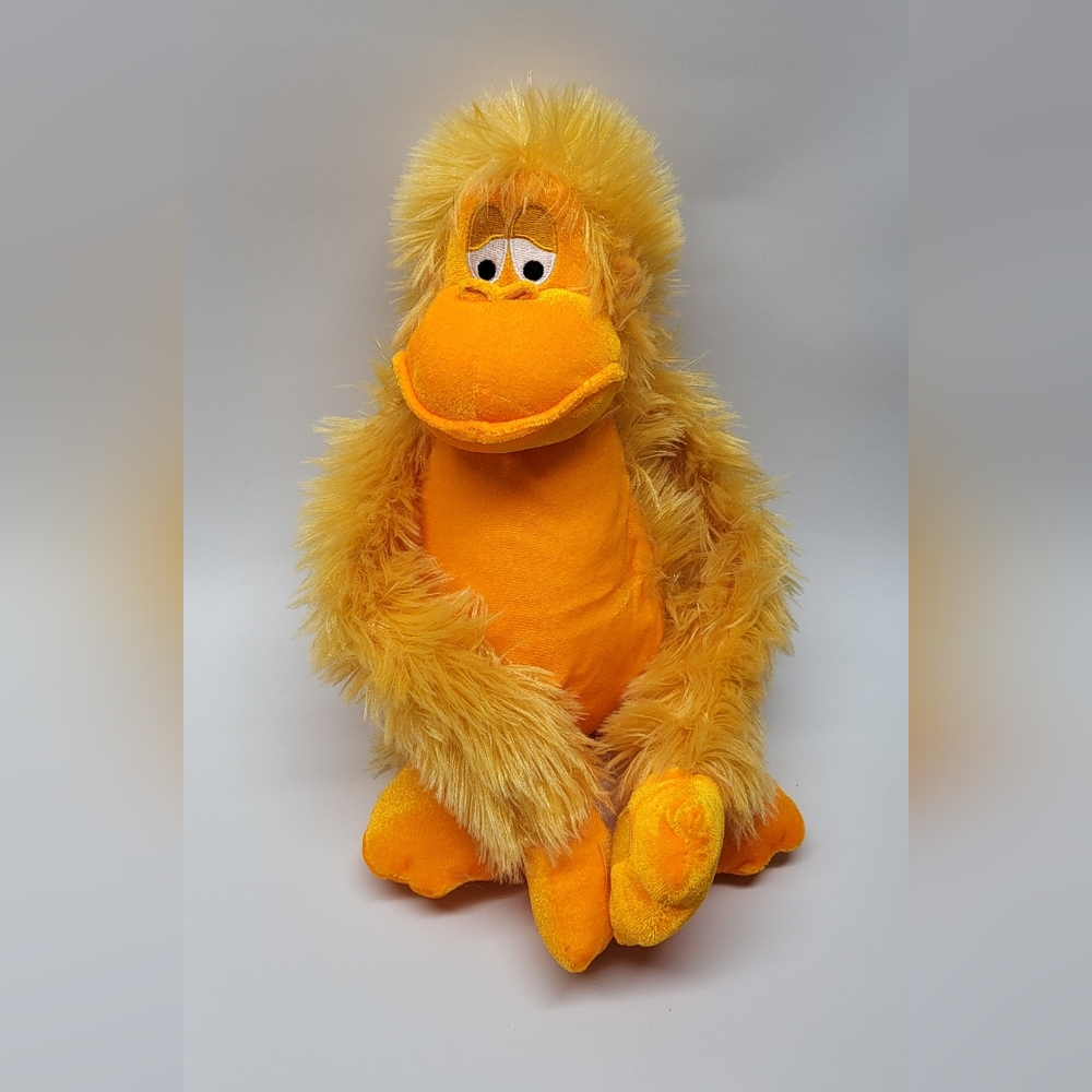 Vintage Orange Fuzzy Monster Ape Monkey Plush Toy Stuffed Animal Collectible 11"